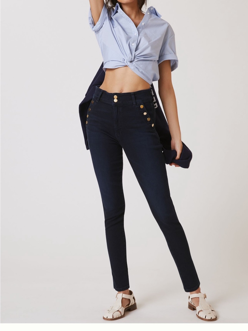 Joe's Jeans Navy Skinny Jeans with Gold Buttons